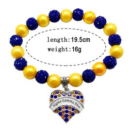 muiot SIGMA Letter Sorority Symbols Heart pendant Rhinestone Beads Imitation Pearl Bracelet Bangle