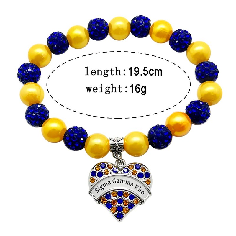 muiot SIGMA Letter Sorority Symbols Heart pendant Rhinestone Beads Imitation