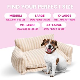 Dog Bed - Luxurious And Decorative Design Enhances Home Decor - Pink Cat Bed, Striped Pet Bed, Dog Sofa Bed With Premium Pillow Cushions For Ultimate Pet Comfort - Machine Washable Cover (Pink, Large)