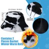 Winter Faux Fur Bucket Hat 2 Pieces Warm Furry Cap