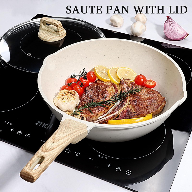GiPP Ceramic Nonstick Deep Frying Pan Skillet, 12" Saute Pan