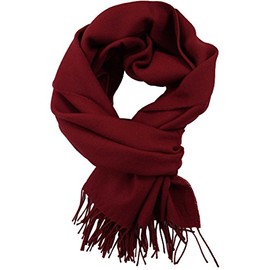 Rotfuchs Woven Scarf Plain Herringbone Fashionable Carmine Red 100% Wool (Merino), carmine red