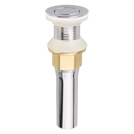 Polished Chrome Vessel Sink Drain without Overflow, Bathroom Faucet Vanity Sink Drain Stopper