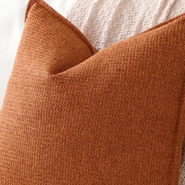 Sungeek Lumbar Cushion Covers 30x50cm Set of 2 Soft Plaid Decorative Cushion Cases with Stitched Edge Farmhouse Home Decor Decorative Pillow Cover for Sofa Couch Patio Bedroom Living Room, Rust