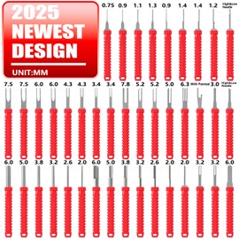 XLWJBES 41 Pcs Terminal Pin Removal Tools with Blow-Molded Case - Electrical Pin Removal Tools Automotive Depinning Tool Kit for Automotive & Household Devices Most Connector, Red