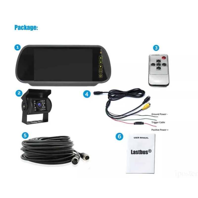 iPoster 7" Touch Button Car Rear View Mirror Monitor Backup