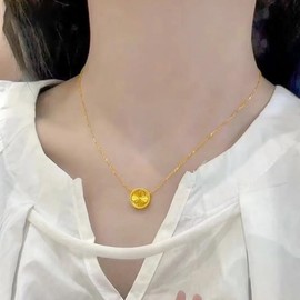 MWTOWM Gold Round Clover Necklace for Women Dainty 14K Gold Plated Pendant Necklace Adjustable Chain Choker Charm Colorful Rotating Clover Pendant Lucky Necklace for Women Jewelry