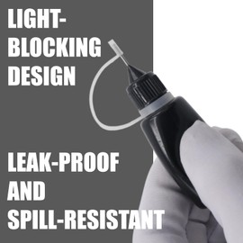 Joyangy 10-Pack 15ml Precision Tip Applicator Bottles, Black Plastic Squeeze Bottles with Metal Needle Tips for Glue/Paint/Epoxy, DIY Craft & Model Making