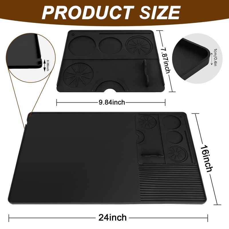 Silicone Coffee Mat for Espresso Machine, 24"x16" Large Bar Mat