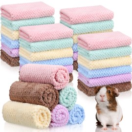 36 Pcs Guinea Pig Blankets Soft Fleece Cage Liners Guinea Pig Accessories Washable Bedding Sleeping Mats Absorbent Bath Towels for Small Animals Pets Rabbit Hamster Rat Dog Hedgehog, 11.8 x 11.8 Inch