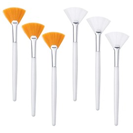 TRKETK 6 Pcs Facial Fan Brushes, Face Mask Brush Makeup Brush Soft Facial Mask Applicator Acid Applicator Brush DIY Makeup Tool for Sleeping Mask Peel Mud Mask Women Girl