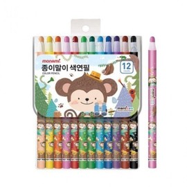 12 colored pencils, 12 colors, Monami paper roll colored pencils for boys Moniju