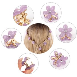 YISSION 20 Pcs Mini Light Purple Flower Hair Clips with Rhinestone Small Flower Claw Clips for Girls Women Floral Hair Pins Cute Hair Barrettes Purple Hair Accessories for Girls Women