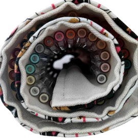 Eabdice Colouring Pencils Roll for 48 Coloured Pencils, Pencil Roll, Handmade, Suitable for Adults, Students and Picture Lovers (Cat)