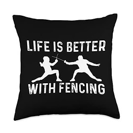 Best Fencing Game Fighting Battle Gear Accessories Cool Fencing Gift for Men Women Fencer Sport Epee Sabre Throw Pillow, 18x18, Multicolor
