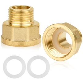 3/4" Female to 1/2" Male BSP Thread Brass Hex Bushing Reducing Connector,3/4” Female to 1/2” Male Adapter,for Water, Gas, Pipe Connecting Conversion with Sealing Rings
