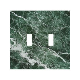 Donecmminery Decorative Switch Plates Forest Marble Dark Green With White Vein 2 Gang Double Toggle Outlet Light Switch Cover Wall Plate Electrical Faceplate For Bathroom Kitchen Decor