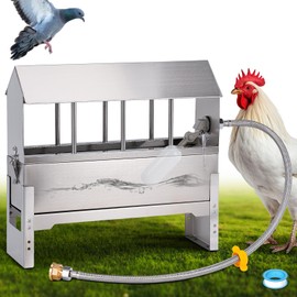 OUJIMAI Automatic Chicken Waterer Metal Chicken Water Feeder Stainless Large Chicken Waterer System Auto Poultry Waterer Dispenser with Stand Legs for Pigeon, Duck, Goose, Geese,Quail