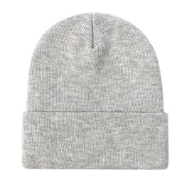ZOORON Beanie for Men Women Warm Winter Hats Acrylic Knit Cuffed Beanie Cap Unisex Light Gray