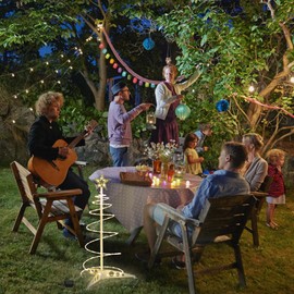 Yescom 2 Ft LED Christmas Spiral Light with Star Finial Solar Panel Outdoor Decoration