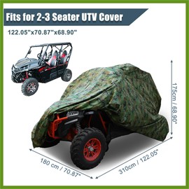 HOPESPANNER Waterproof UTV Cover for Polaris RZR for Yamaha for Can-Am Defender for Kawasaki for Ranger XP4 1000 Cover 2-3 Passenger Camouflage Color 122.05"x70.87"x68.90" Vehicle Components