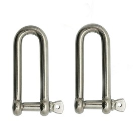 JY-MARINE 316 Stainless Steel Shackle Long D Shackle Marine Grade 1/4"(6mm),2 Pack