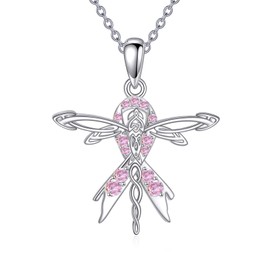 VENACOLY Dragonfly Awareness Necklace 925 Sterling Silver Celtic Knot Pendant Necklace Dragonfly Jewellery for Women Mother's Day Dragonfly Gifts