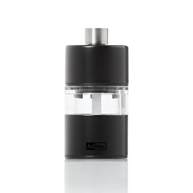 AdHoc Mini Salt & Pepper Mill - 2-in-1 Refillable Salt & Pepper Grinder Set - Features Adjustable Grinding Mechanism & Ceracut Ceramic Grinder - Black