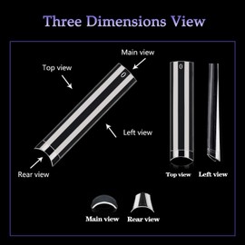 ADORYNIGIC XXL Square Nail Tips, No C Curve Clear Acrylic Nails Tapered Square 500 pcs Flattened Half Cover False Nails for Salons and DIY French ABS 10 Sizes