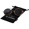 J&L Glasses Retro Flip-Up Round Goggles Steampunk Sunglasses (Golden,Black, Clear)