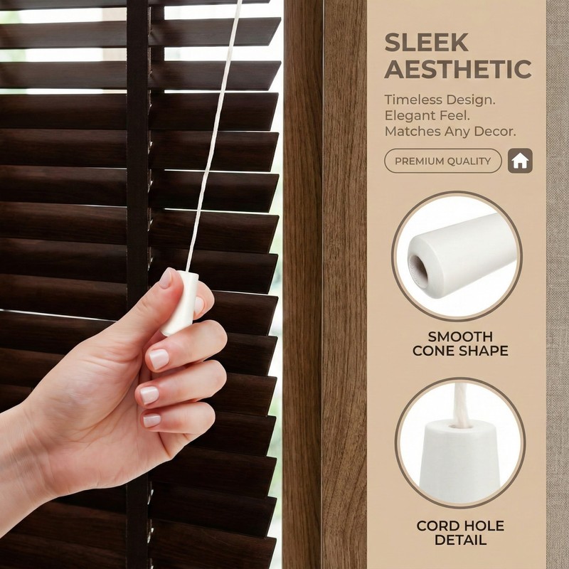 DECHOUS 12Pcs Window Blind Wood Cord Pulls: White Decorative Shade