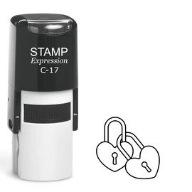 stampexpression - Two Heart lockets Self Inking Rubber Stamp - Black Ink (A-63162)