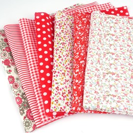 Fabrics for Sewing, Solid Colour Squares Cotton Fabric, Patchwork Fabrics Package, Fabric Scraps for Crafts, Colourful Fabric Packs, Fabrics for Sewing Handmade (Red, 50 x 50 cm)