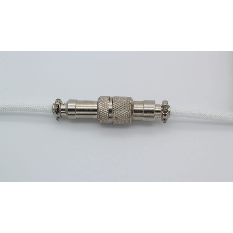 White Coiled Cable for Mechanical Keyboards (5 ft, USB-C Nickel