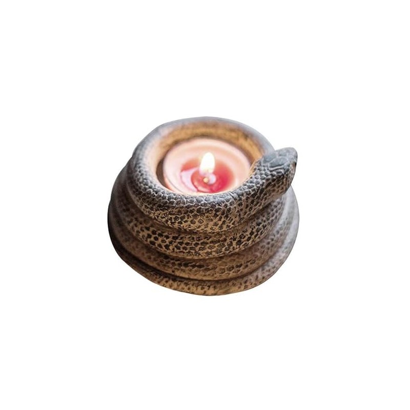 123Arts Resin Candlestick Relief Coiled Snake Candle Holder Ornament