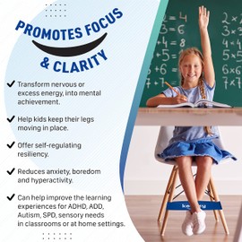 12 Pack – Anti Slip Feature Chair Bands for Kids with Fidgety Feet - Fidget Bands Provide Flexible Sensory Seating for Classroom & Home - Eco-Friendly & Durable Latex Bands - ADHD Bouncy Foot Fidget