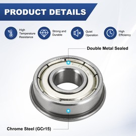 M METERXITY 4-Pack FR4ZZ Flanged Ball Bearing, 1/4" x 5/8" x 13/64 Double Metal Shielded Chrome Steel (GCr15) Flange Rip Bearings for Wheelbarrow/Printer/Fax Machines/Power Tools
