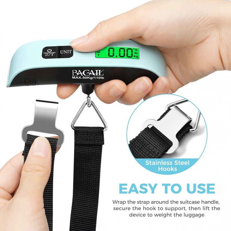 BAGAIL Digital Luggage Scale, 110lbs Hanging Baggage Scale with Backlit