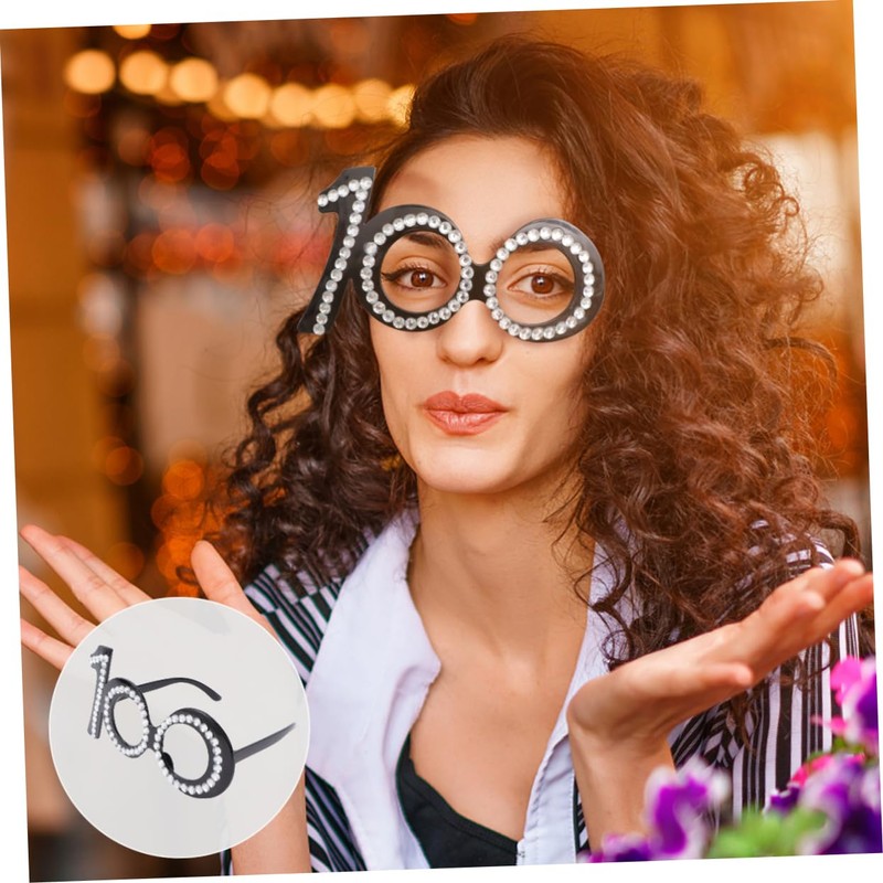 ABOOFAN 4 Pcs Birthday Party Decorations Oversized Red Glasses Numbers