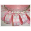 25 YARD SALE 7/8 PINK WHITE PRINCESS CLASSIC JUMBO DOTS EASTER GROSGRAIN RIBBON