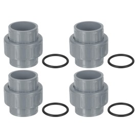sourcing map PVC Union Pipe Fitting, 4Pcs 1-1/4" PVC Slip Union Coupling Adapter with O-Ring, Slip Socket Port Connection for Swimming Pools and Outdoor Plumbing Applications (Grey)