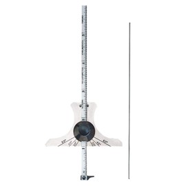 Starrett Combination Steel Rule Depth and Angle Gage with Hook Rule and Rod - Head Graduations at 30, 45, and 60 Degrees - 0-6" Range, 32nds, 64ths Graduations - 236HB
