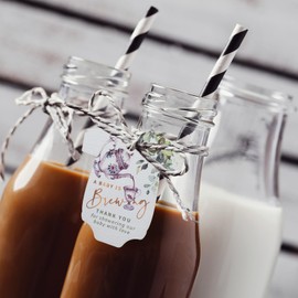 Summer-Ray 50pcs Baby is Brewing Gift Tags Perfect for Baby Shower, Coffee Theme Party (Onesie White - Baby is Brewing, Teapot)