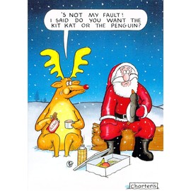 Humorous Christmas Card (PLK1325) Kit Kat Or The Penguin