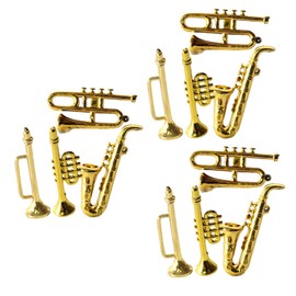 Totority 3sets 4pcs Miniature Musical Instrument Models for Dollhouse Decor Delicate Saxophone Trumpet More Photography Props and Decorative Accessories for Miniature Scenes 4pcs*3
