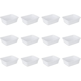 Sterilite 8 Quart Dishpan, White, 12-Pack,Classic White