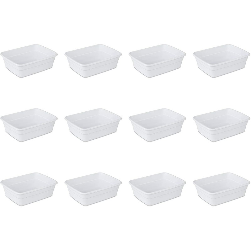 Sterilite 8 Quart Dishpan, White, 12-Pack,Classic White