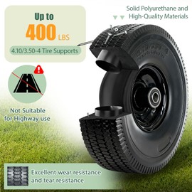 RETOTLA 4.10/3.50-4 Tire and Wheel Flat Free, 10" Solid Tires, 2Pcs
