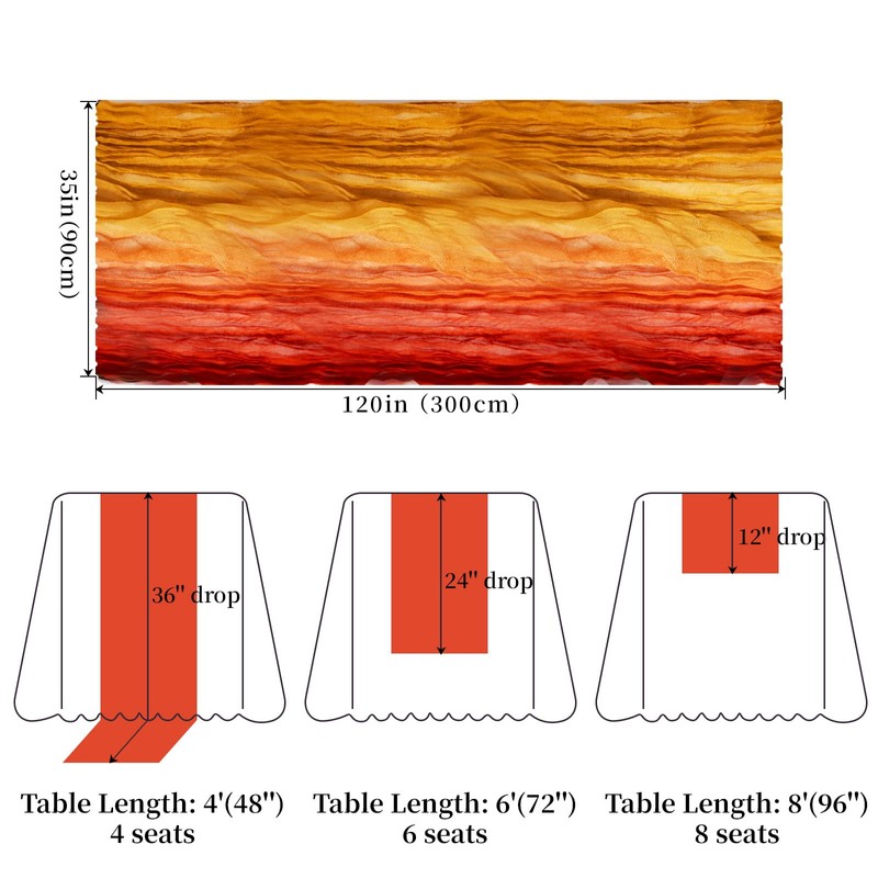 XJJDCB Cheesecloth Table Runner, Gradient-Yellow Orange Gauze Table Runner, Widely