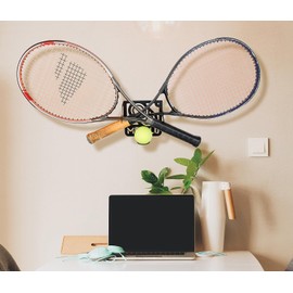 Tennis Racket Wall Mount (100% Steel) (Black)